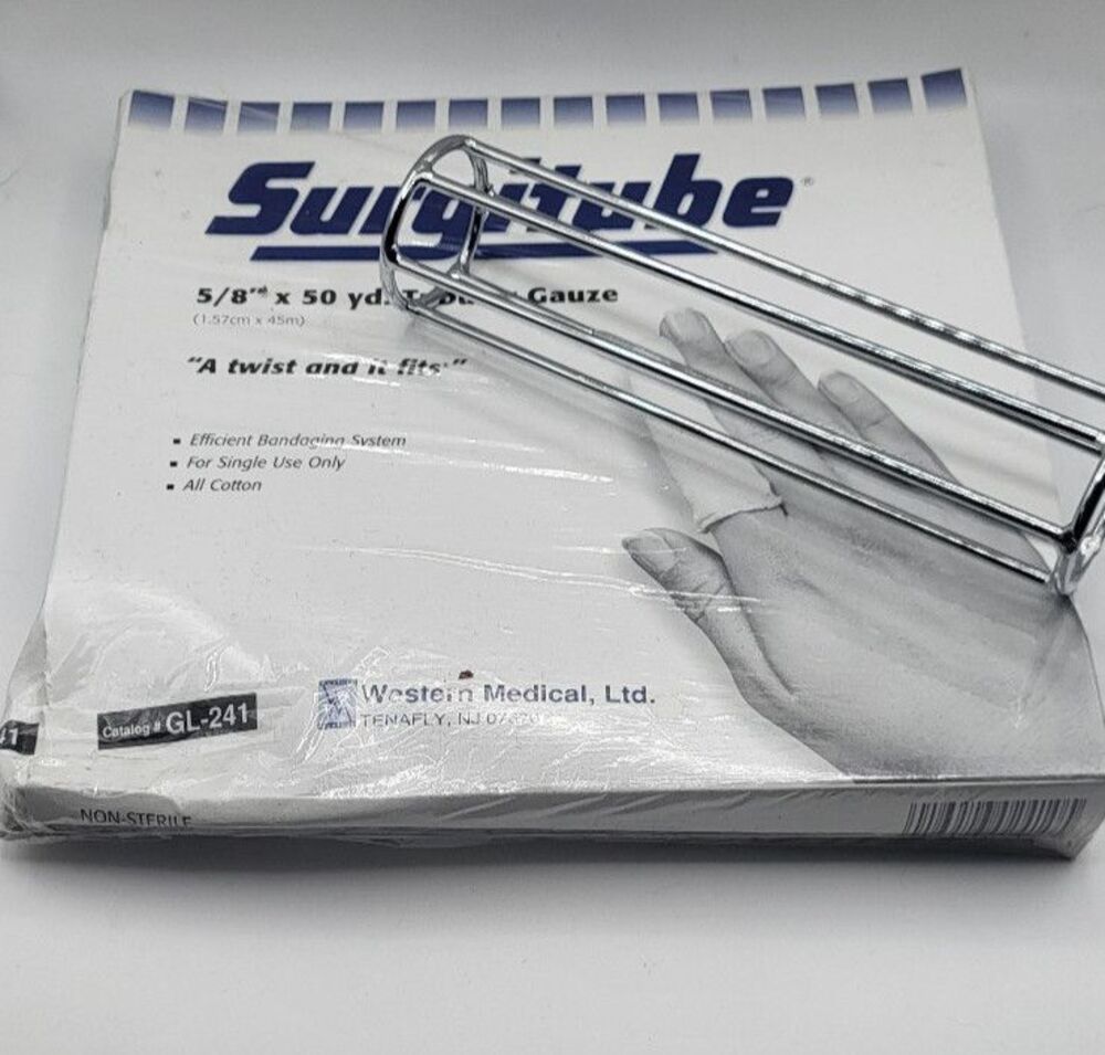 Surgitube Tubular Gauze Metal Cage Applicator & Box of Gauze 6in Chrome